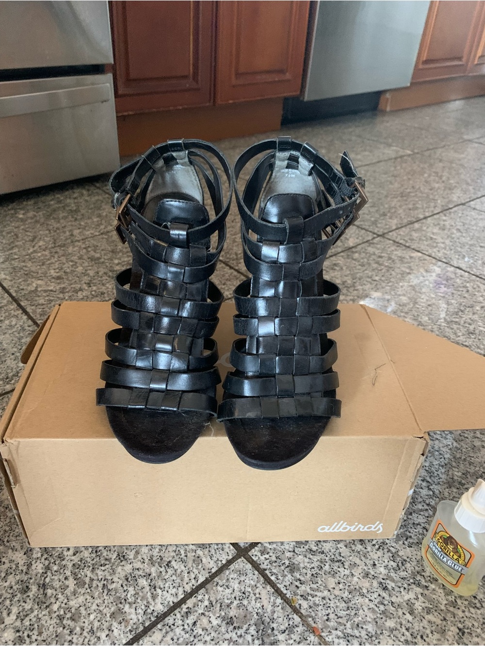 Nine West Black Woven Strappy High Heel Sandals